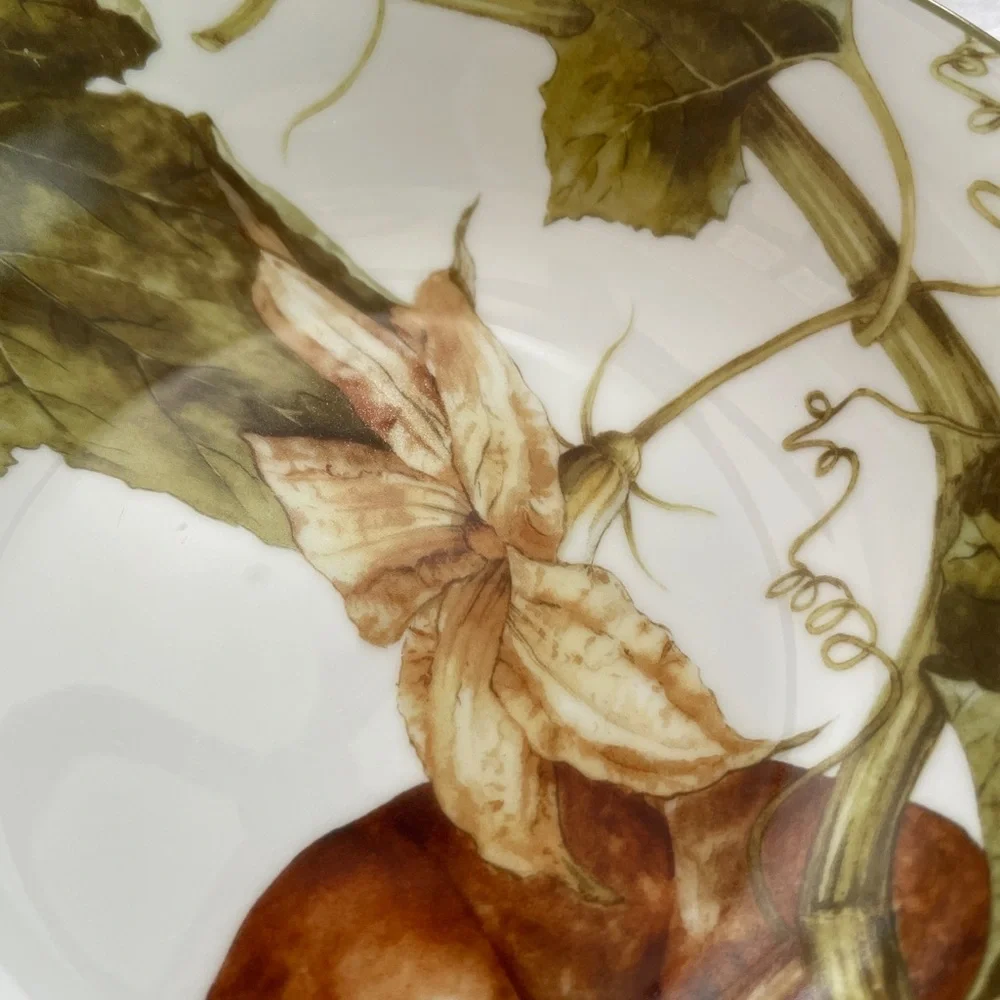 Williams Sonoma Botanical Pumpkin Dinner Plates 11” diameter (Set of 2)